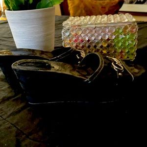 Black authentic Coach Wedge Shoes